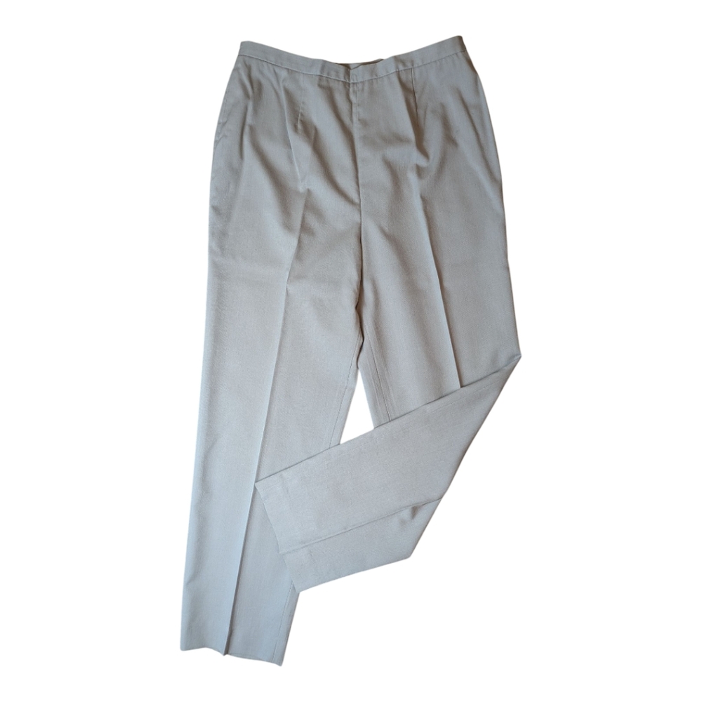 Vintage Apart Wool Blend Light Gray Women's Creased Leg Trouser Pants Size 16